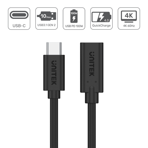 Unitek Przedłużacz USB-C 10Gbps 4K, PD 100W 1,5 m na Arena.pl
