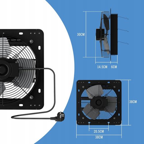 Wentylator Osiowy Ścienny Wyciągowy Przemysłowy Żaluzja Regulator 300 Mm na Arena.pl