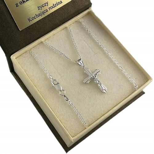 Srebrny Łańcuszek Rombo Doppia z Krzyżykiem Srebro 925 Grawer GRATIS na Arena.pl