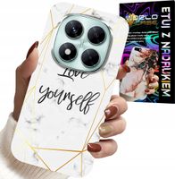 ETUI DO XIAOMI NOTE 14 PRO 5G - BIAŁY MARMUREK W ZŁOTE RAMKI LOVE YOU