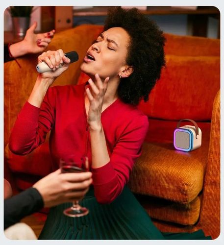 PRZENOŚNY GŁOŚNIK KARAOKE RGB 2 MIKROFONY USB SD MINI JACK BLUETOOTH na Arena.pl