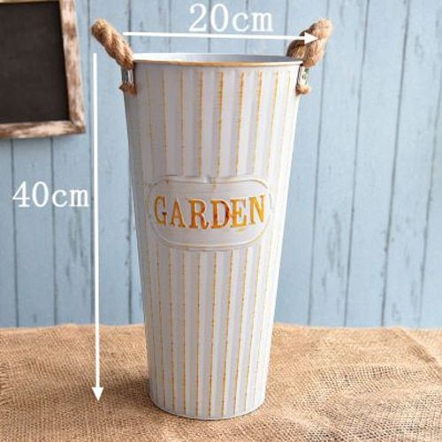 Vintage Doniczka doniczka - Wiadro - METALOWA - Idealna Do Domu I Ogrodu Biały Extra Rozmiar zdjęcie 1