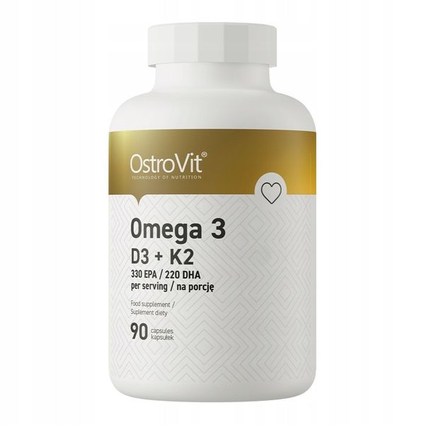 OstroVit Omega 3 D3+K2 90 caps KWASY TŁUSZCZOWE zdjęcie 1