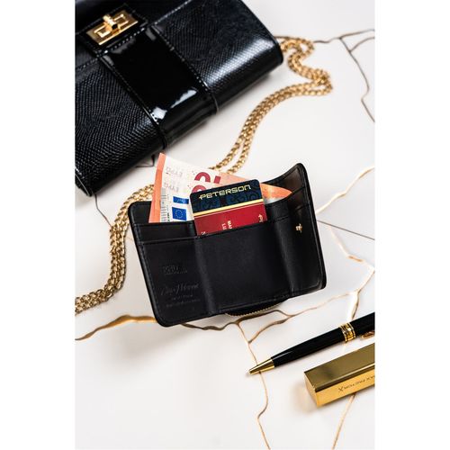 mały portfel damski na zatrzask ze złotymi akcentami - peterson na Arena.pl