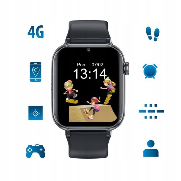 Smartwatch dla dzieci Dziecka 4G Manta Kevin Czarny GPS Gry SOS Rozmowy zdjęcie 8