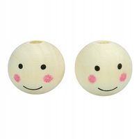 Drewniane koraliki BUZIA bez rzęs rumień 25mm 5szt