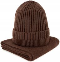 Komplet czapka i szalik Morning fog - klasyczny damski, męski Brązowy