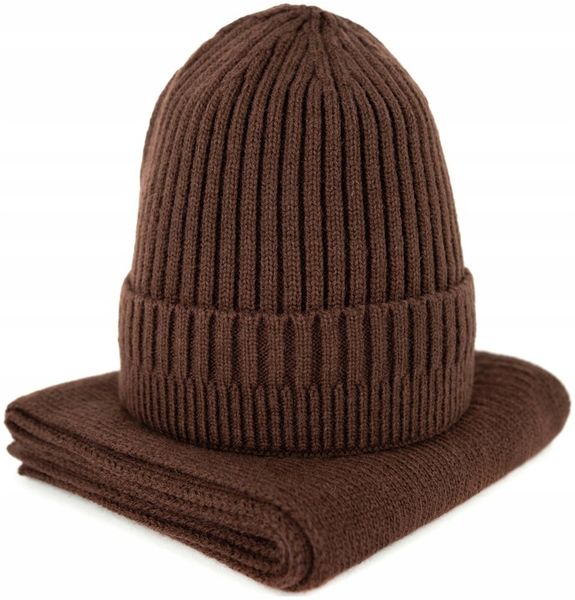 Komplet czapka i szalik Morning fog - klasyczny damski, męski Brązowy zdjęcie 1