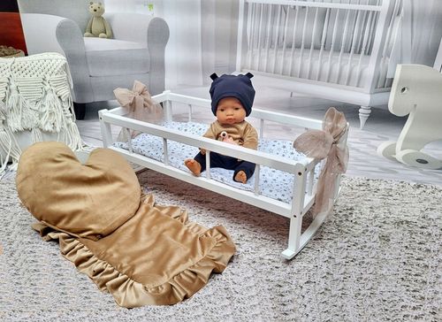 2w1 Łóżeczko – Kołyska XXL duże dla lalek z 3 elementową pościelą PL na Arena.pl