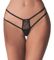 obsessive arrowel l/xl - koronkowe stringi z podwojnym paskiem, czarne