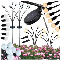 Lampa Solarna 2 Sztuki Wbijana Ogrodowa 6 Led Czujnik Zmierzchu Firefly