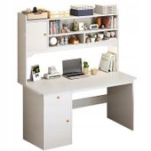 Biurko komputerowe białe loft pod laptop stolik z regałem klasyczne 120 cm