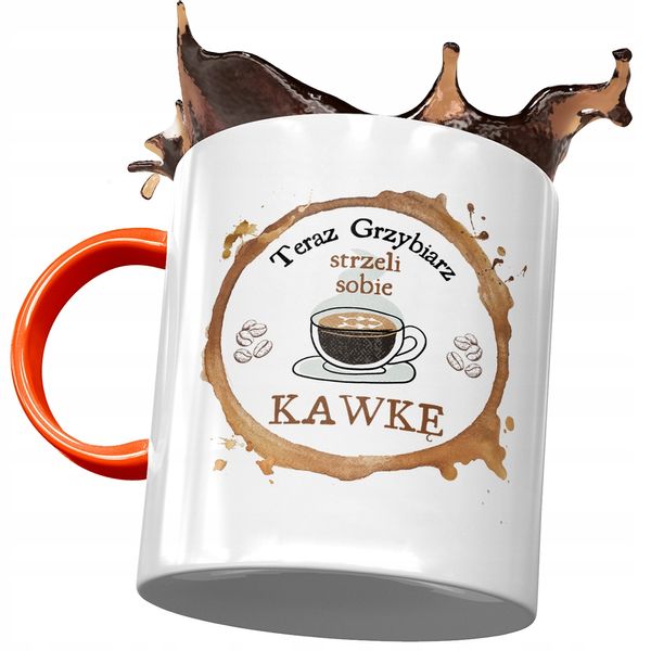 Kubek Pomarańczowy Dla Grzybiarza Teraz Strzeli Z Nadrukiem Ze Zdjęciem zdjęcie 1