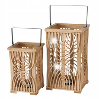 Lampion z drewna RAIMO, 2 sztuki