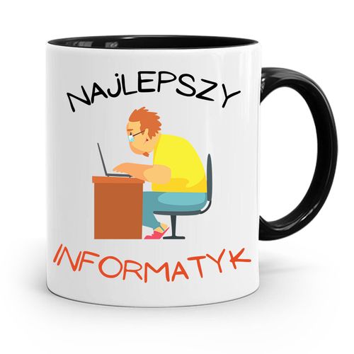 Kubek Czarny Informatyka Programisty Najlepszy Inf Z Nadrukiem Ze Zdjęciem na Arena.pl