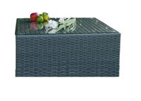 Szary stolik ogrodowy 70x70x30 cm technorattan na taras