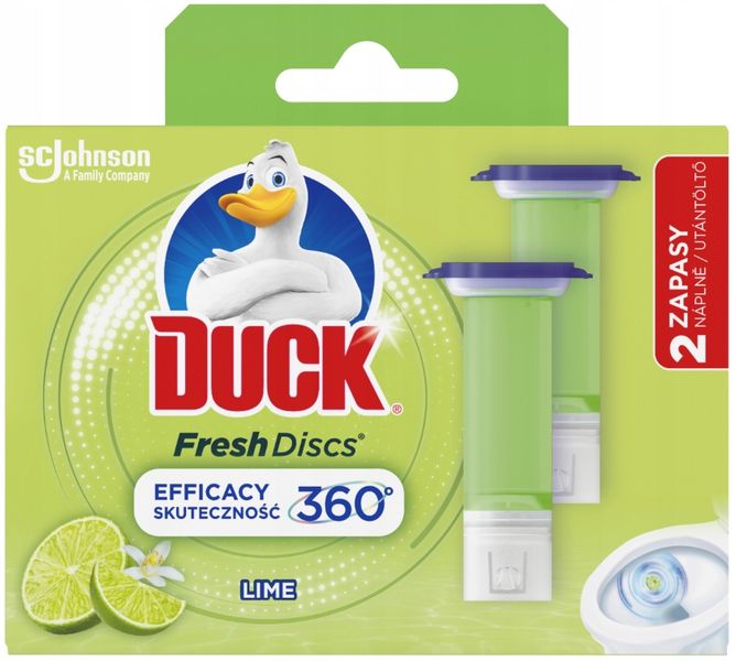 DUCK FRESH DISCS KRĄŻEK DO WC LIMONKA 2 X 36 ML zdjęcie 1