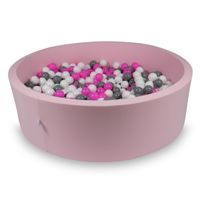 Suchy basen 130x40cm pudrowy róż z piłeczkami 700szt (białe, szare, różowe)