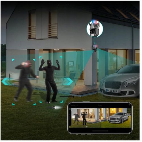 PODWÓJNA KAMERA ZEWNĘTRZNA OBROTOWA ALARM 8MP WIFI 3w1 2 OBIEKTYWY ICSEE na Arena.pl