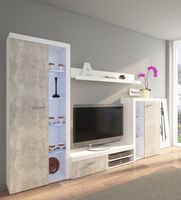 Meblościanka do Salonu Rumba Beton Jasny/Biały