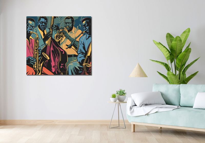 Obraz 100x90cm Jazzmani w Gazie zdjęcie 2