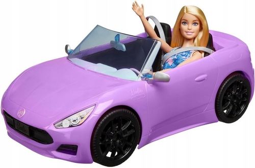 BARBIE AUTO KABRIOLET fioletowy SAMOCHÓD DLA LALEK Barbie zestaw z lalką na Arena.pl