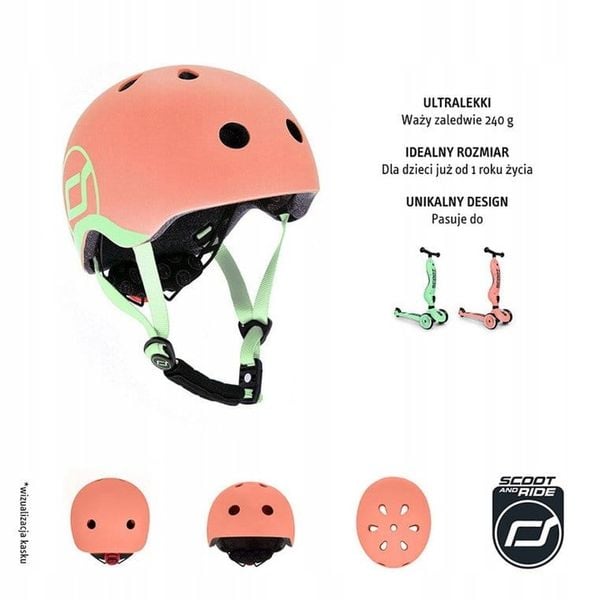 SCOOTANDRIDE Kask XXS-S dla dzieci 1-5 lat Peach zdjęcie 9