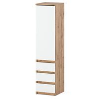 Szafa drewniana wąska do sypialni mała 40cm 3 szuflady dąb wotan biały mat