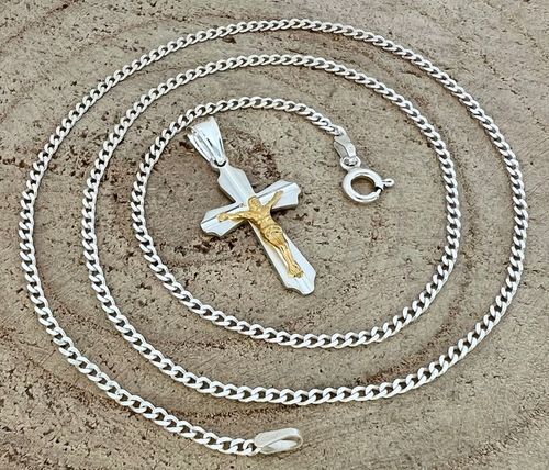 SREBRNY ZESTAW KOMUNIJNY ŁAŃCUSZEK I KRZYŻYK PREZENT DLA CHŁOPCA NA KOMUNIĘ na Arena.pl
