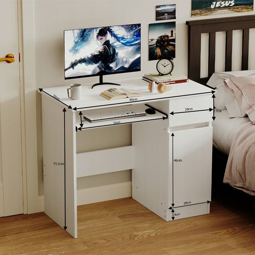 Biurko komputerowe stolik białe młodzieżowe nowoczesne z szufladą półka na Arena.pl