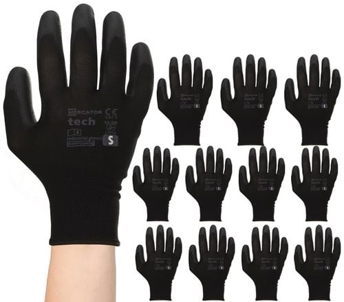 rękawice robocze mercator tech black+black pu - s - 12 par na Arena.pl