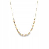 Trójkolorowy naszyjnik złoty kuleczki złoto białe różowe żółte regulowany