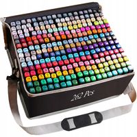 MARKERY ALKOHOLOWE 262 szt FLAMASTRY MAZAKI PISAKI DWUSTRONNE + TORBA PRO