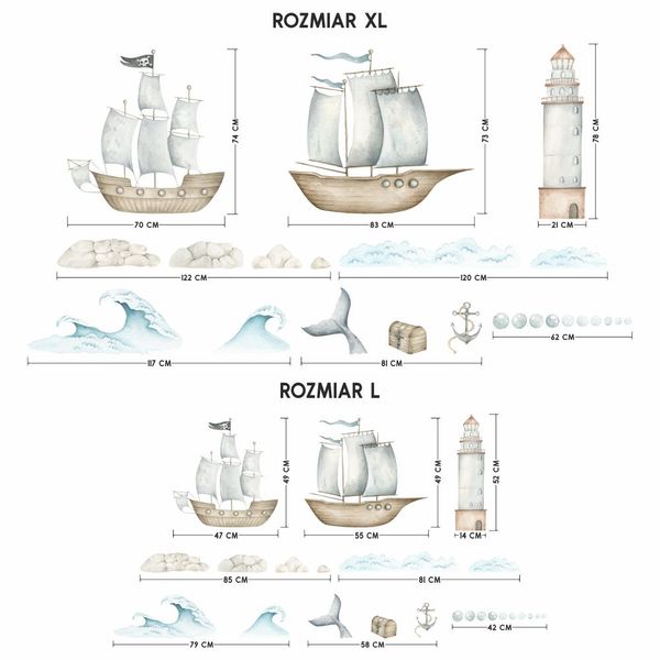 Naklejki Zestaw Statki DK445 XL zdjęcie 4