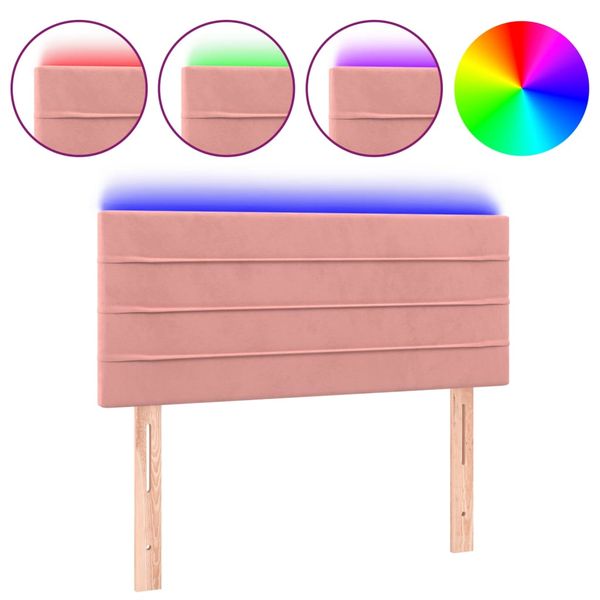 Zagłówek do łóżka z LED, różowy, 90x5x78/88 cm, aksamit zdjęcie 1