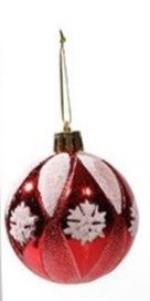 bombki 6cm CZERWONE białe śnieżynki 6szt. | XVA-108 na Arena.pl