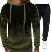 KOMPLET Dresowy MĘSKI Spodnie Bluza z KAPTUREM Zielono-Czarny XXXL