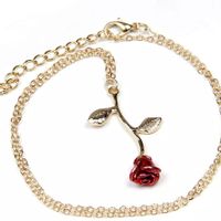 Naszyjnik Różyczka GOLD Jak Żywa Modna Miłość Red Rose Kwiatek Róża Wisior