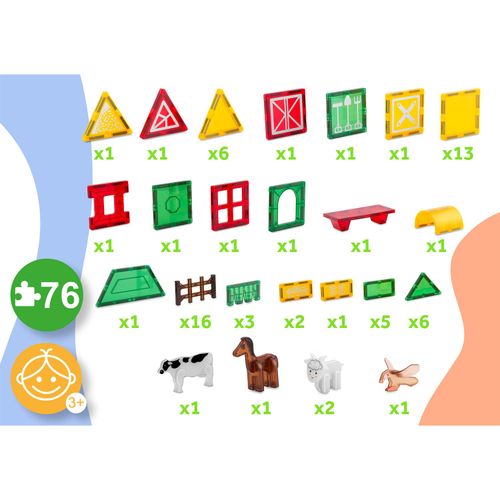 Klocki magnetyczne edukacyjne konstrukcyjne farma zwierząt RK-781 Ricokids na Arena.pl