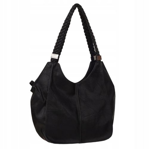 CZARNA TOREBKA plecione rączki torba worek shopper miękka skóra A4 na Arena.pl