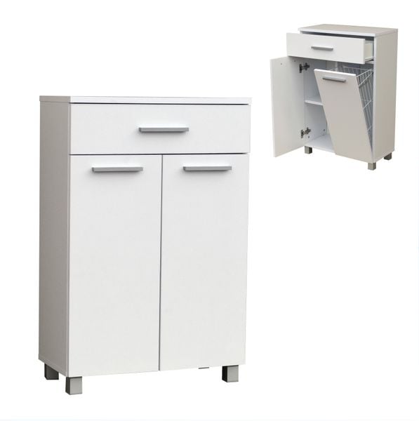 Szafka Łazienkowa stoj. z koszem szer. 60cm P 819K Biała zdjęcie 1