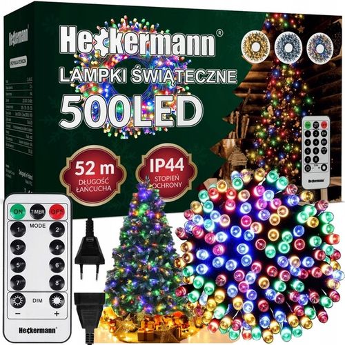 LAMPKI CHOINKOWE ŚWIĄTECZNE ZEWNĘTRZNE WEWNĘTRZNE IP44 MULTIKOLOR 500 LED na Arena.pl