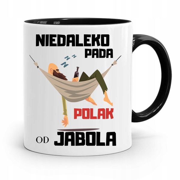 Kubek Czarny Śmieszny Zabawny Niedaleko Pada Polak Z Nadrukiem Ze Zdjęciem zdjęcie 1