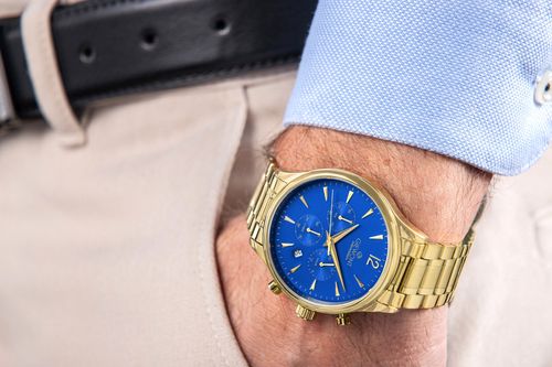 zegarek męski giewont chronograph sapphire złoto niebieski gw6310-b5 na Arena.pl