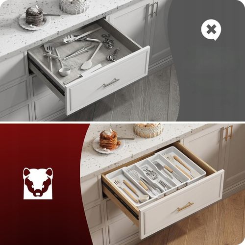 Wkład Do Szuflady Kuchennej 60 Organizer Pojemnik Na Sztućce Rozsuwany na Arena.pl