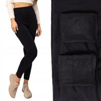 CZARNE Legginsy GETRY spodnie OCIEPLANE POLARKIEM termo ZIMOWE wygodne