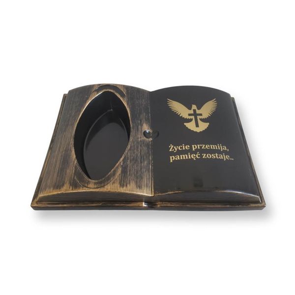 KSIĘGA na grób Podkład do stroików sztucznych Czarna ze złotym z doniczką zdjęcie 14