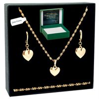 ZŁOTY KOMPLET BIŻUTERII SERCA STAL CHIRURGICZNA DLA NIEJ ŻONY MAMY