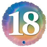 Balon foliowy "Rainbow - Liczba 18", Grabo, 18", RND