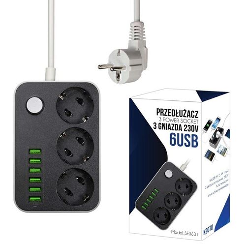 ND32_K907D K907D LISTWA PRZEDŁUŻACZ SIECIOWY 6xUSB na Arena.pl
